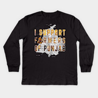 I Support Farmers of Punjab Kids Long Sleeve T-Shirt